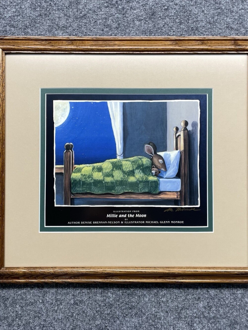 16x14 Vintage Framed Millie and the Moon Signed Michael Glenn Monroe Art